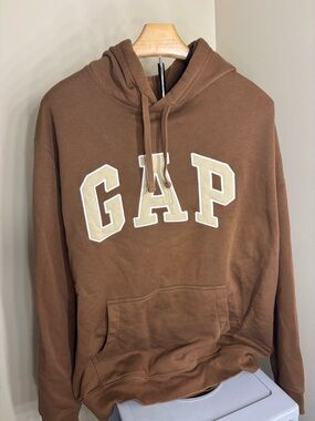 GAP Brown Hooded Sweatshirt with Cream Logo